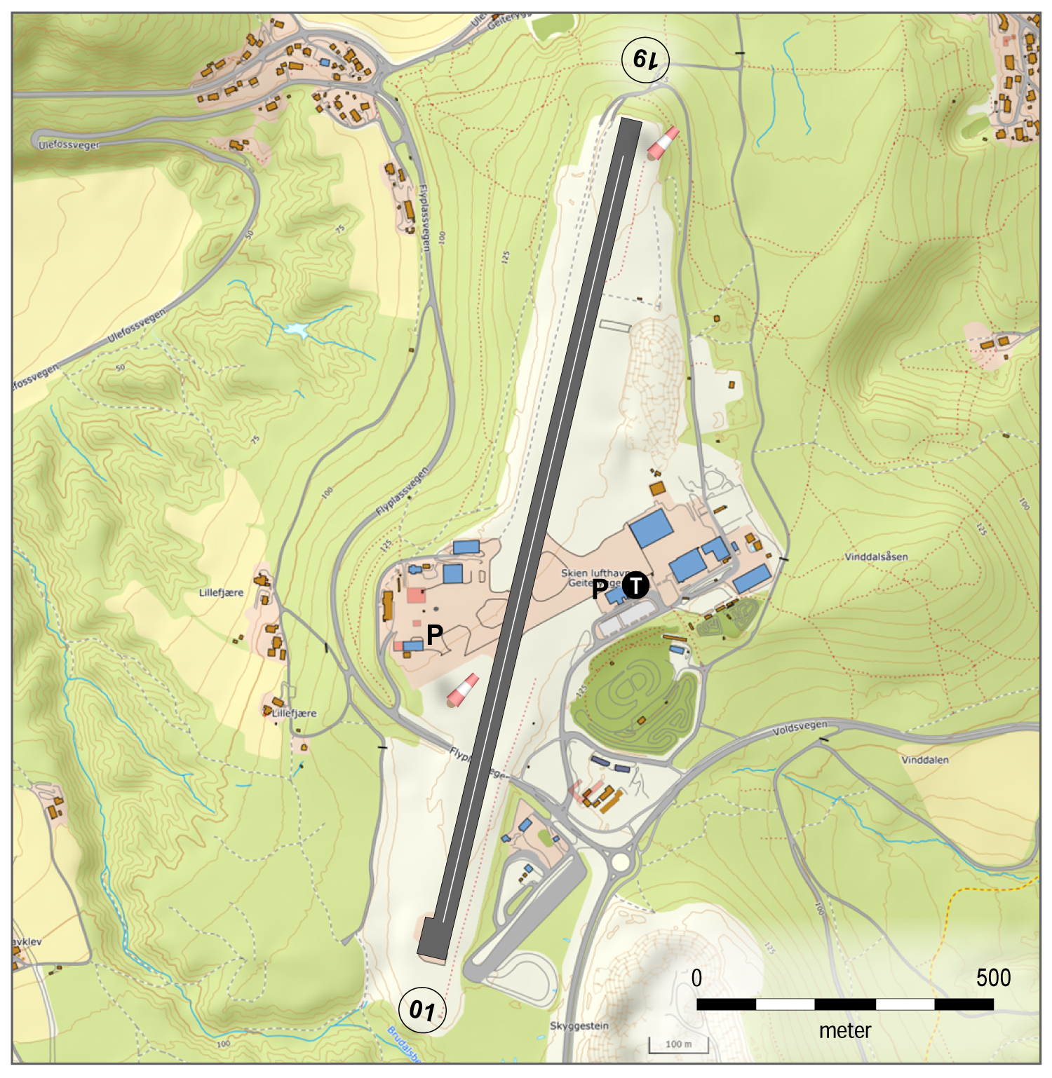 Skien flyplass, Geiteryggen